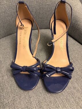 kate spade Navy Patent Bow Ankle-Strap Heels